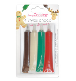 4 stylos goût choco rouge, blanc, vert, choco réf.7060