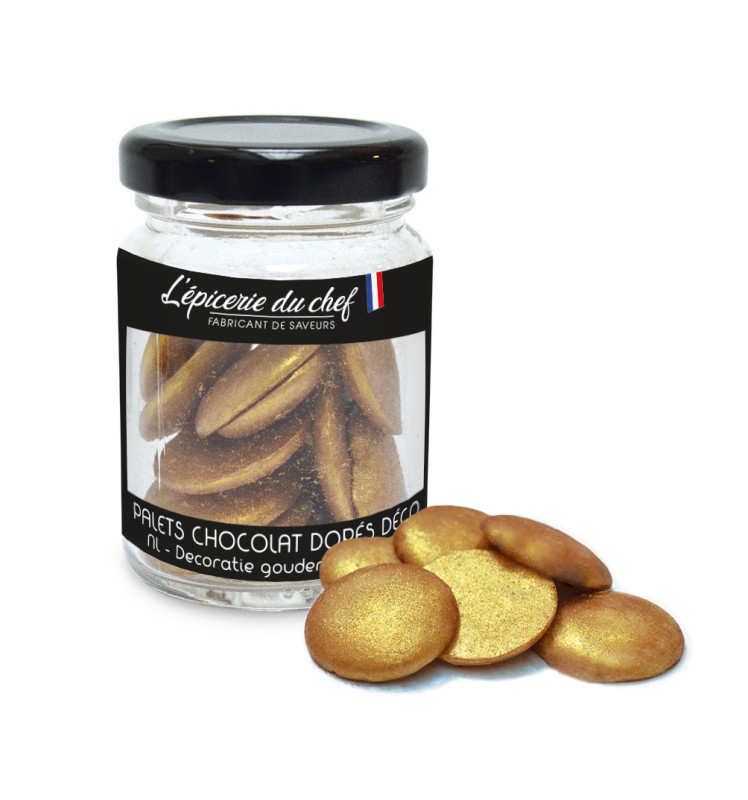 Palets de chocolat blanc dorés déco en pot 40g