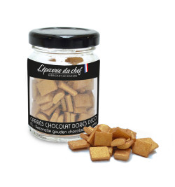 Pot de carrés de chocolat blanc dorés déco réf.70005