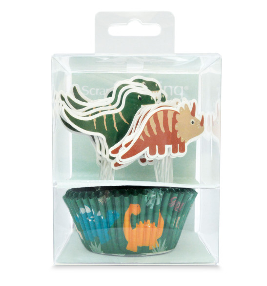24 caissettes + 24 cake toppers Dino 24 caissettes + 24 cake toppers Dino